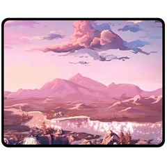 Aesthetic Landscape Vintage Cartoon Fleece Blanket (Medium)