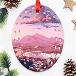 Aesthetic Landscape Vintage Cartoon Ornament (Oval Filigree) Front