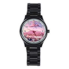 Aesthetic Landscape Vintage Cartoon Stainless Steel Round Watch