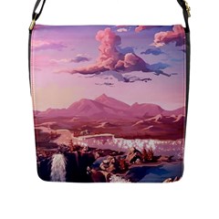 Aesthetic Landscape Vintage Cartoon Flap Closure Messenger Bag (L)