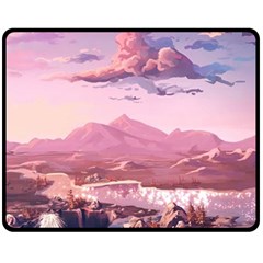 Aesthetic Landscape Vintage Cartoon Two Sides Fleece Blanket (Medium)