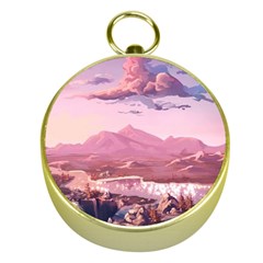 Aesthetic Landscape Vintage Cartoon Gold Compasses