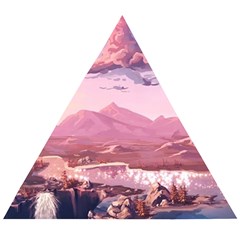 Aesthetic Landscape Vintage Cartoon Wooden Puzzle Triangle