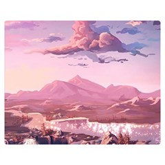 Aesthetic Landscape Vintage Cartoon Premium Plush Fleece Blanket (Medium)