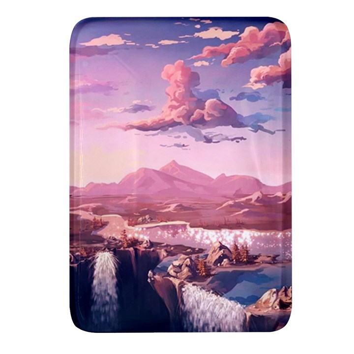 Aesthetic Landscape Vintage Cartoon Rectangular Glass Fridge Magnet (4 pack)