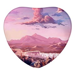 Aesthetic Landscape Vintage Cartoon Heart Glass Fridge Magnet (4 pack)