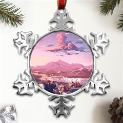 Aesthetic Landscape Vintage Cartoon Metal Small Snowflake Ornament