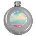 Anime Landscape Round Hip Flask (5 oz) Front