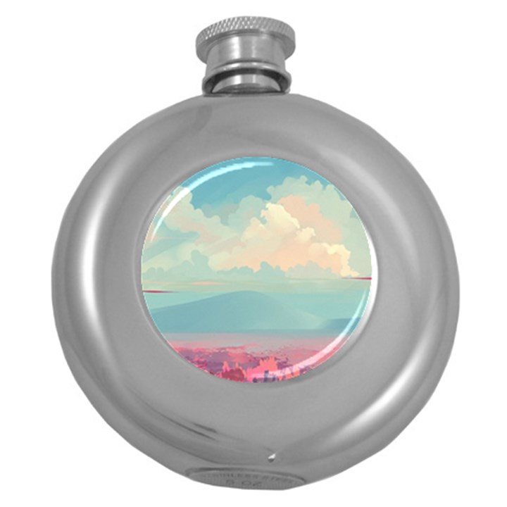 Anime Landscape Round Hip Flask (5 oz)