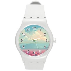 Anime Landscape Round Plastic Sport Watch (m) by Sarkoni