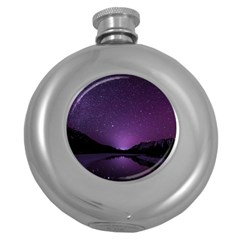 Dark Purple Aesthetic Landscape Round Hip Flask (5 Oz) by Sarkoni