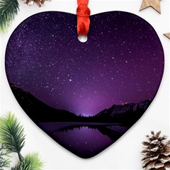 Dark Purple Aesthetic Landscape Heart Ornament (two Sides) by Sarkoni