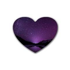 Dark Purple Aesthetic Landscape Rubber Coaster (heart) by Sarkoni