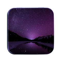 Dark Purple Aesthetic Landscape Square Metal Box (black) by Sarkoni