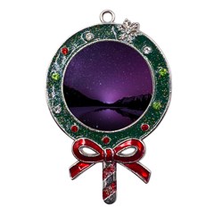 Dark Purple Aesthetic Landscape Metal X mas Lollipop With Crystal Ornament