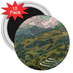 Anime Scenery Drawing Sky Landscape Cloud Cartoon 3  Magnets (10 Pack)  by Sarkoni