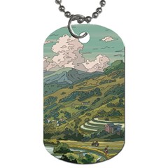 Anime Scenery Drawing Sky Landscape Cloud Cartoon Dog Tag (one Side) by Sarkoni