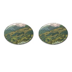 Anime Scenery Drawing Sky Landscape Cloud Cartoon Cufflinks (oval) by Sarkoni