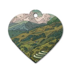 Anime Scenery Drawing Sky Landscape Cloud Cartoon Dog Tag Heart (one Side) by Sarkoni