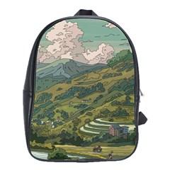 Anime Scenery Drawing Sky Landscape Cloud Cartoon School Bag (large) by Sarkoni