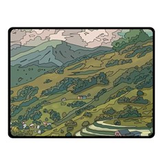 Anime Scenery Drawing Sky Landscape Cloud Cartoon Two Sides Fleece Blanket (small) by Sarkoni