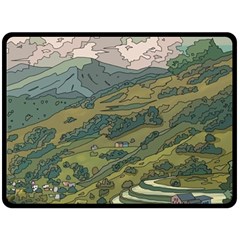 Anime Scenery Drawing Sky Landscape Cloud Cartoon Two Sides Fleece Blanket (large) by Sarkoni