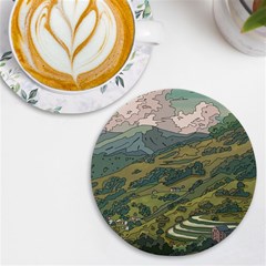 Anime Scenery Drawing Sky Landscape Cloud Cartoon Uv Print Round Tile Coaster by Sarkoni