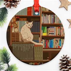 Library Aesthetic Round Ornament (two Sides) by Sarkoni