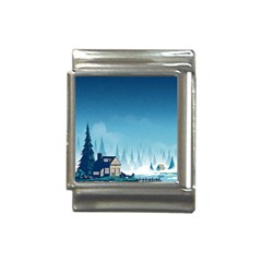 Winter Scenery Minimalist Night Landscape Italian Charm (13mm) by Sarkoni