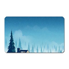 Winter Scenery Minimalist Night Landscape Magnet (rectangular) by Sarkoni