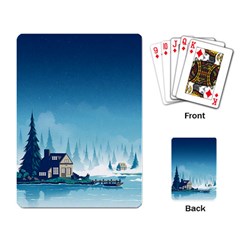 Winter Scenery Minimalist Night Landscape Playing Cards Single Design (rectangle) by Sarkoni