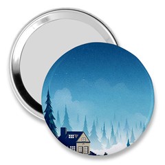 Winter Scenery Minimalist Night Landscape 3  Handbag Mirrors by Sarkoni