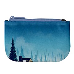 Winter Scenery Minimalist Night Landscape Large Coin Purse by Sarkoni