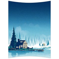 Winter Scenery Minimalist Night Landscape Back Support Cushion by Sarkoni