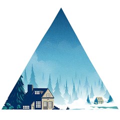 Winter Scenery Minimalist Night Landscape Wooden Puzzle Triangle by Sarkoni