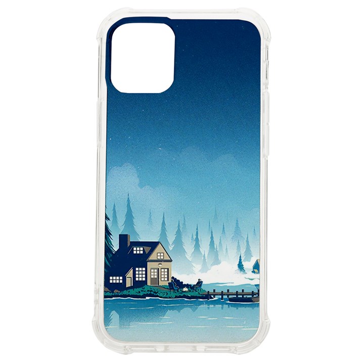 Winter Scenery Minimalist Night Landscape iPhone 12 mini TPU UV Print Case	