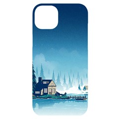 Winter Scenery Minimalist Night Landscape Iphone 14 Plus Black Uv Print Case by Sarkoni