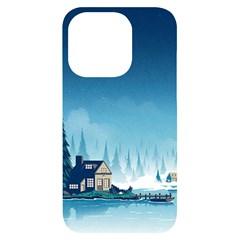 Winter Scenery Minimalist Night Landscape Iphone 14 Pro Black Uv Print Case by Sarkoni