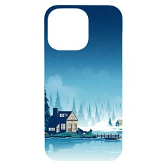 Winter Scenery Minimalist Night Landscape Iphone 14 Pro Max Black Uv Print Case by Sarkoni