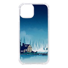 Winter Scenery Minimalist Night Landscape Iphone 14 Tpu Uv Print Case by Sarkoni