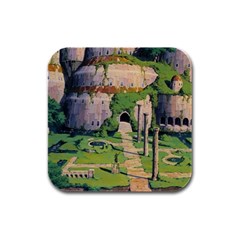 Painting Scenery Rubber Square Coaster (4 Pack) by Sarkoni