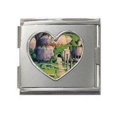 Painting Scenery Mega Link Heart Italian Charm (18mm) by Sarkoni