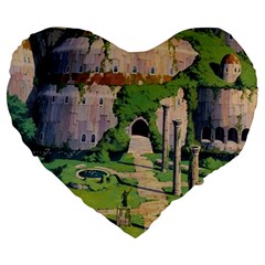 Painting Scenery Large 19  Premium Heart Shape Cushions by Sarkoni