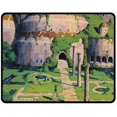 Painting Scenery Two Sides Fleece Blanket (medium) by Sarkoni