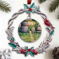 Painting Scenery Metal X mas Wreath Holly Leaf Ornament by Sarkoni