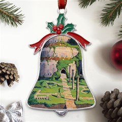 Painting Scenery Metal Holly Leaf Bell Ornament by Sarkoni