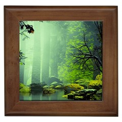 Trees Forest Artwork Nature Beautiful Landscape Framed Tile by Sarkoni