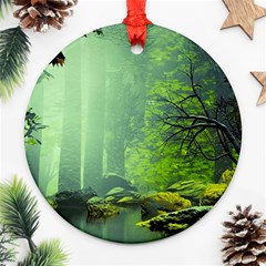 Trees Forest Artwork Nature Beautiful Landscape Ornament (round) by Sarkoni