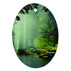 Trees Forest Artwork Nature Beautiful Landscape Ornament (oval)