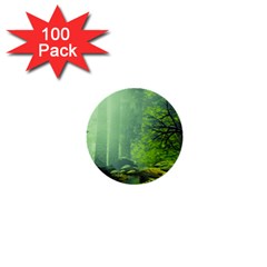 Trees Forest Artwork Nature Beautiful Landscape 1  Mini Buttons (100 Pack)  by Sarkoni